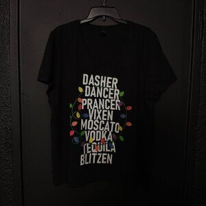 Christmas Reindeer Alcohol Names T-Shirt - Dasher Dancer Prancer Vixen Moscato V